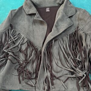 Fringe Suede Jacket - Green